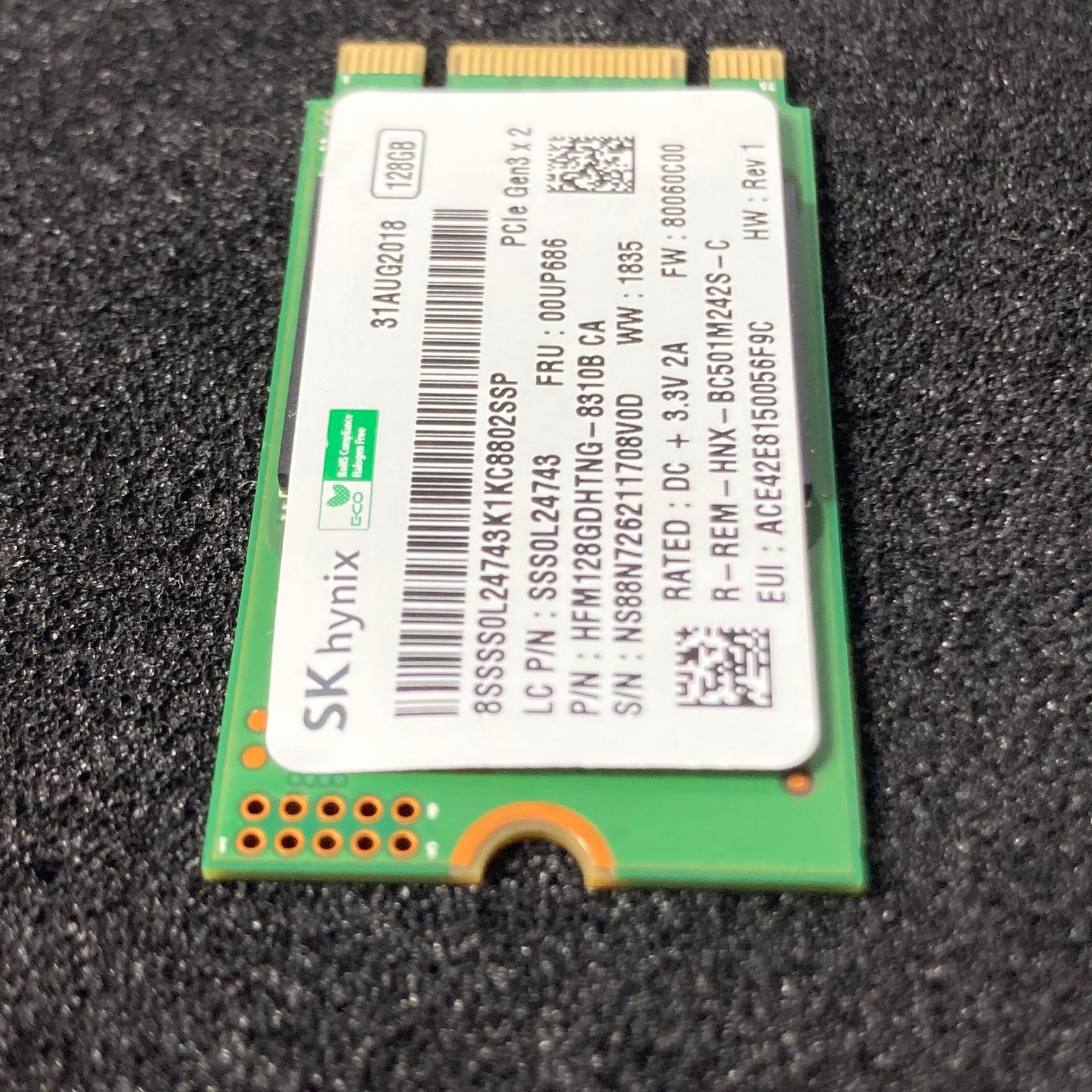 SK hynix | M.2 NVMe SSD 2242 | PCIe3.0×2 | 128G | 93% | HFM128GDHTNG-8310B | sk hynix【560＊】