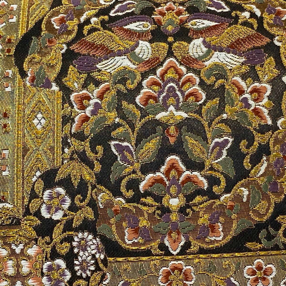 【訳あり特別価格】　正絹　袋帯　六通柄　正倉院華文　アラベスク　銀糸 訳あり特別価格】 正絹 袋帯 六通柄 正倉院華文 アラベスク 銀糸