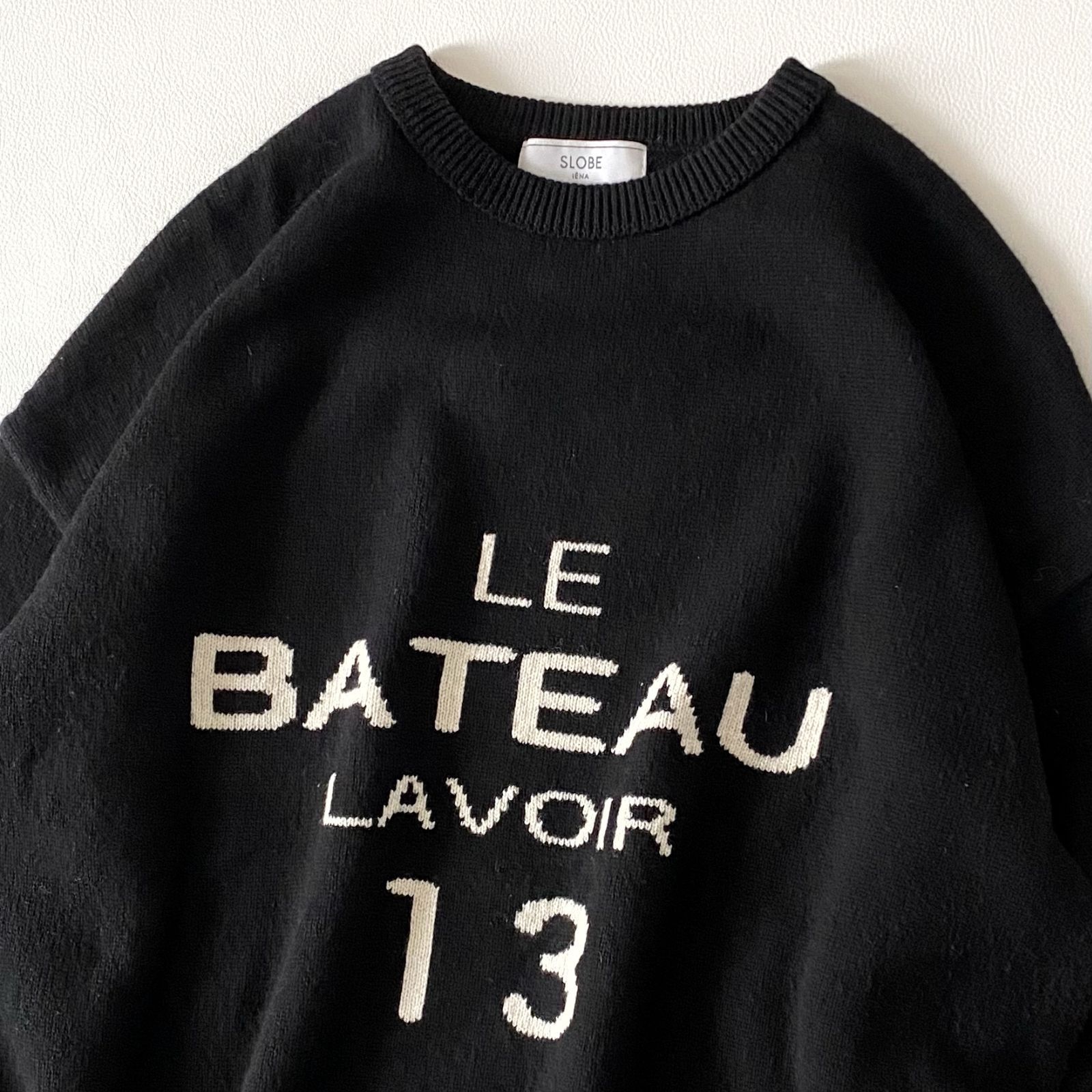 スローブイエナ 長袖ニット セーター LE BATEAU LAVOIR 黒×白 22AW♪LE