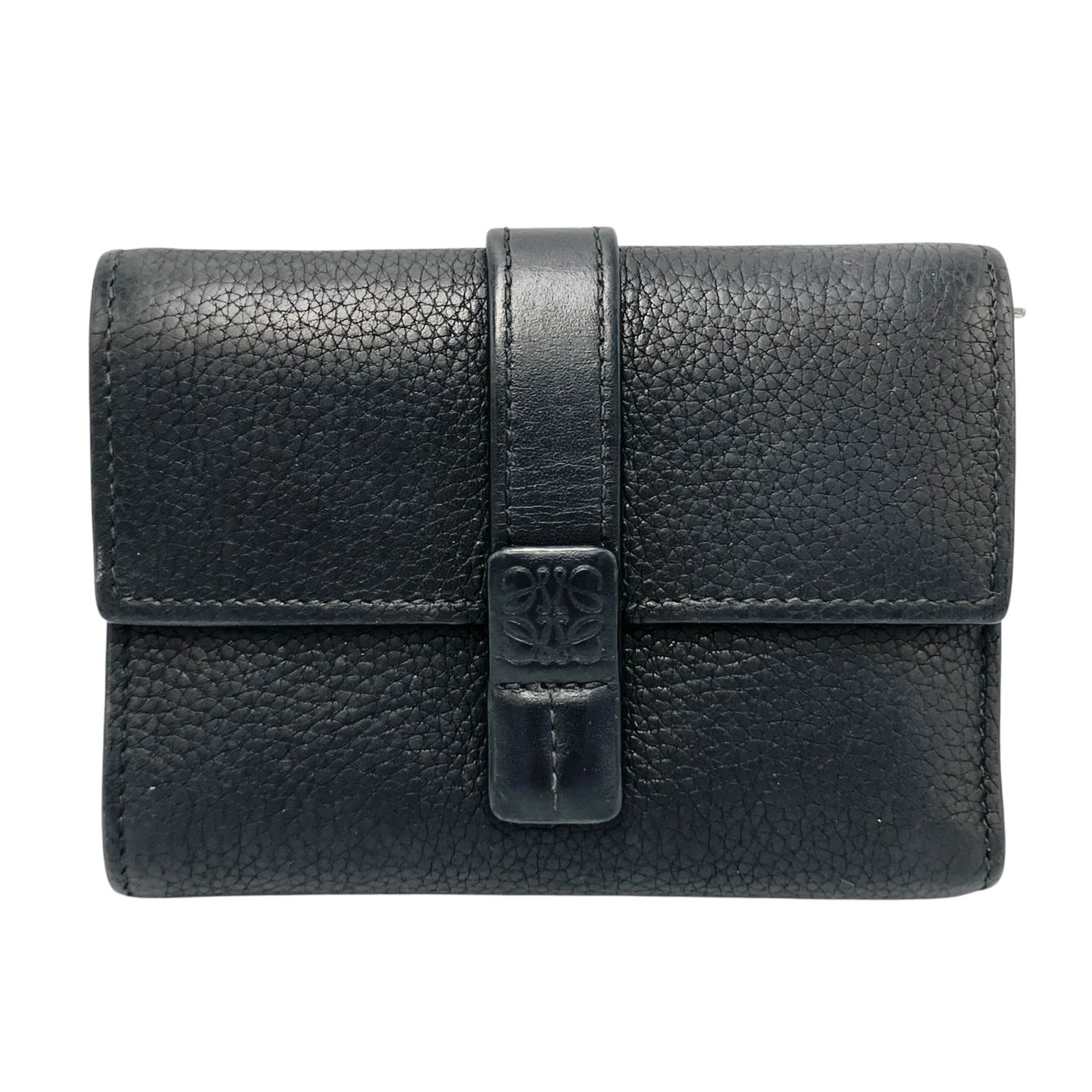 真贋判定済 LOEWE ロエベ バーティカル ウォレット スモール ブラック ウォレット B0307D6CQL