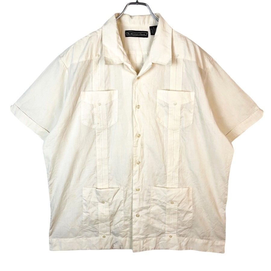ハバネラThe havanera shirtキューバシャツ半袖シャツ開襟オープンカラープリーツベージュvintageヴィンテージ41118
