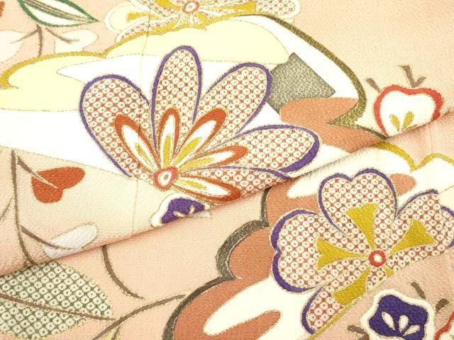 平和屋着物○豪華色留袖 駒刺繍 短冊花文 暈し染め 金彩