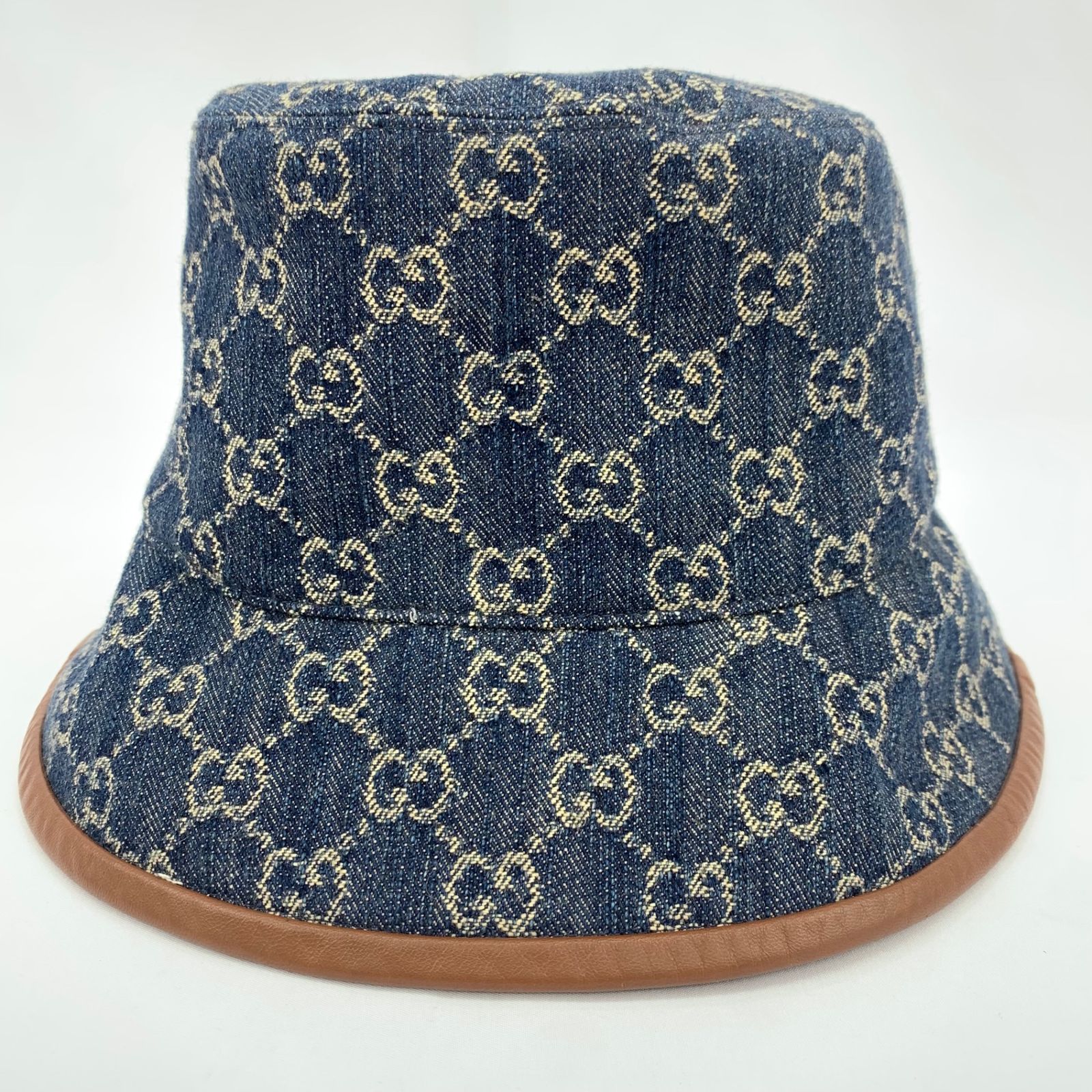 GUCCI パケットハットL GGパターン ネイビー デニム