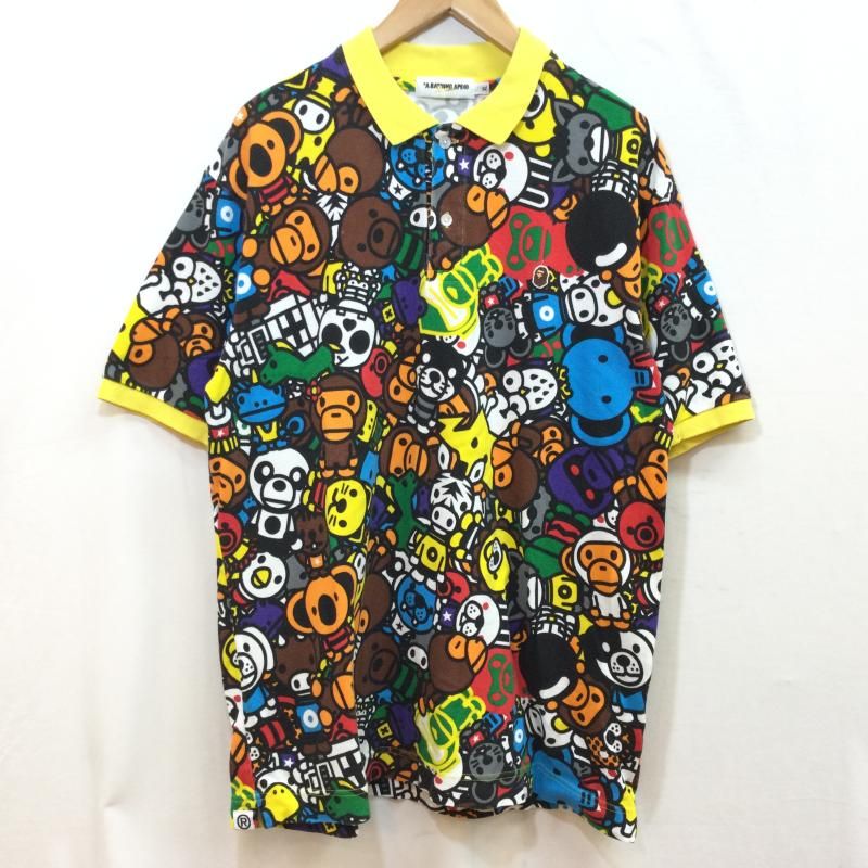 アベイシングエイプ マイロ アニマル サファリ柄 ポロシャツ М マイロ アニマル サファリ ポロシャツ Sサイズ a bathing ape