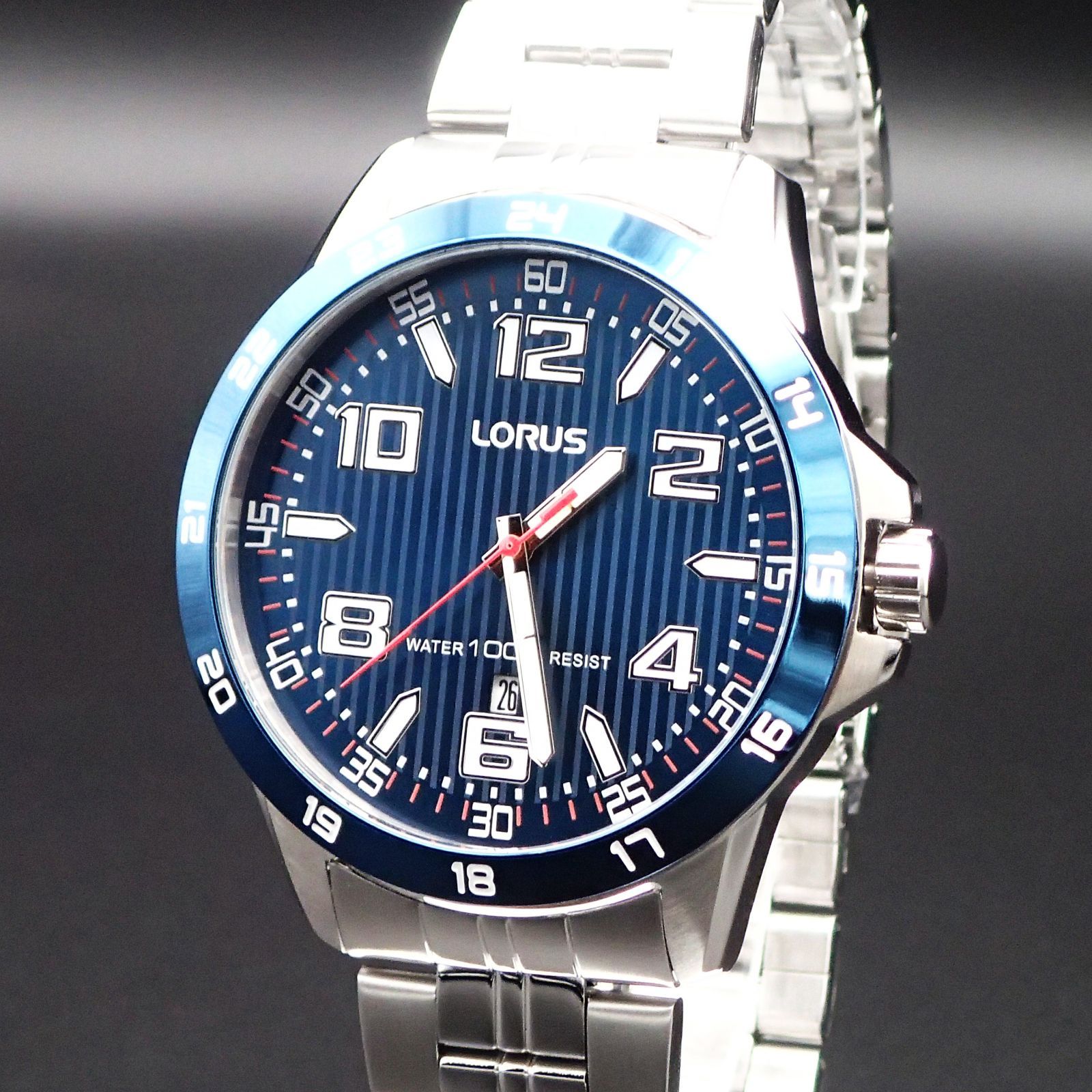 SEIKO LORUS Quartz Stainless Sports Watch BLUE SILVER セイコー 