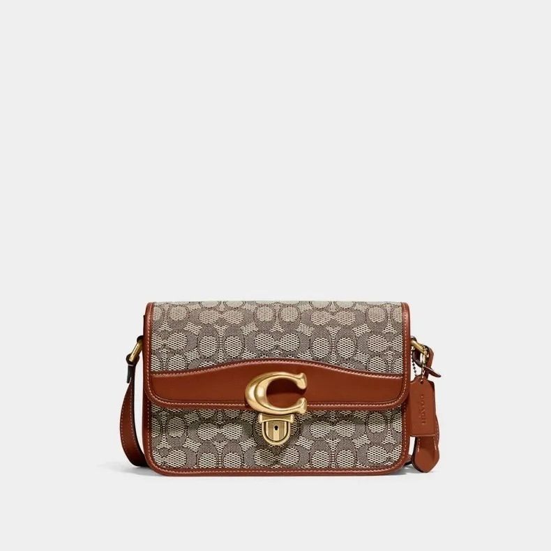 COACHコーチレディースC7933 ココアカラー クラシックロゴジャカードファブリックSTUDIOショルダーバッグ - メルカリ