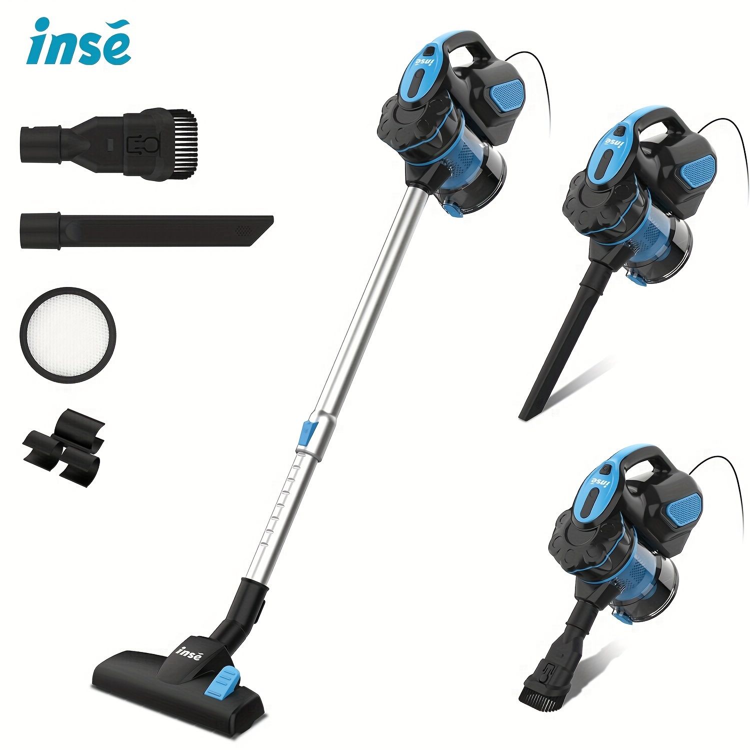 新着商品 INSE コード付き掃除機18000Pa 強力掃除機 コード付き 600W 軽量ハンドヘルドコード付きスティック掃除機 ペットの毛硬材の床用Itd