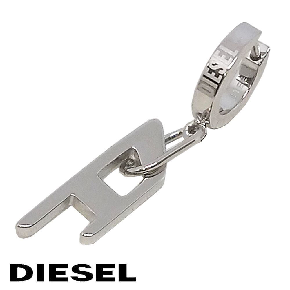 DIESEL 美品2個セット Dロゴ 両耳用ピアス ユニセックス ピアス スタッド イヤーアクセサリー（ピアス（両