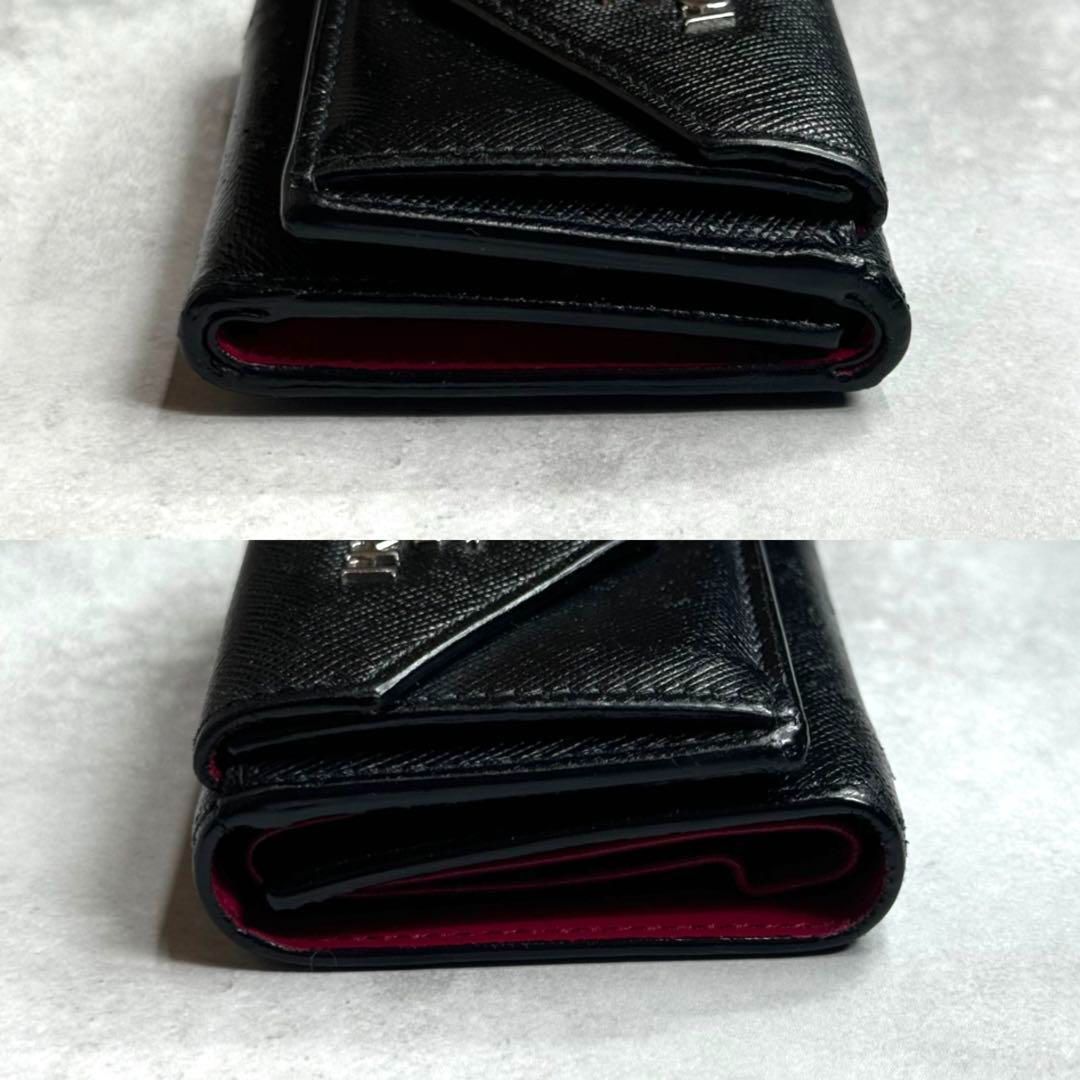 ✨未使用級✨PRADA 三つ折り財布　サフィアーノ　ブラック　バイカラー PRADA プラダ サフィアーノ三つ折り財布 ブラック バイカラー