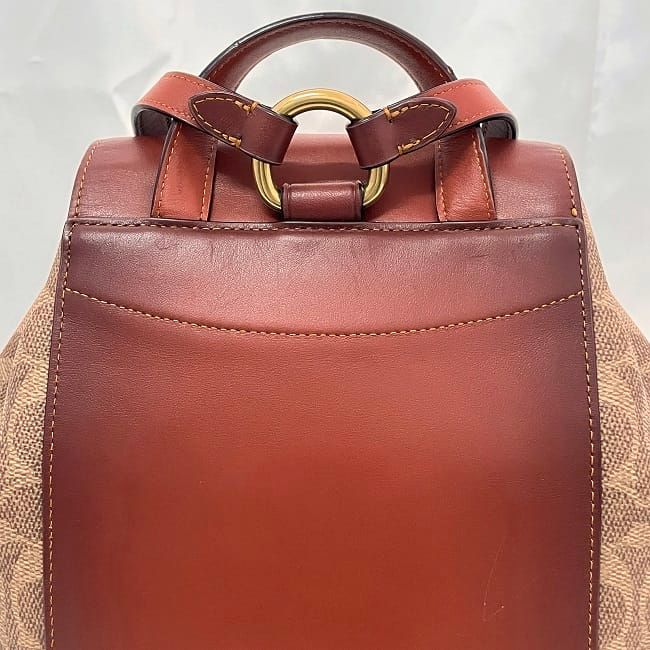 コーチ リュック ベージュ ブラウン シグネチャー 68563 美品 PVC