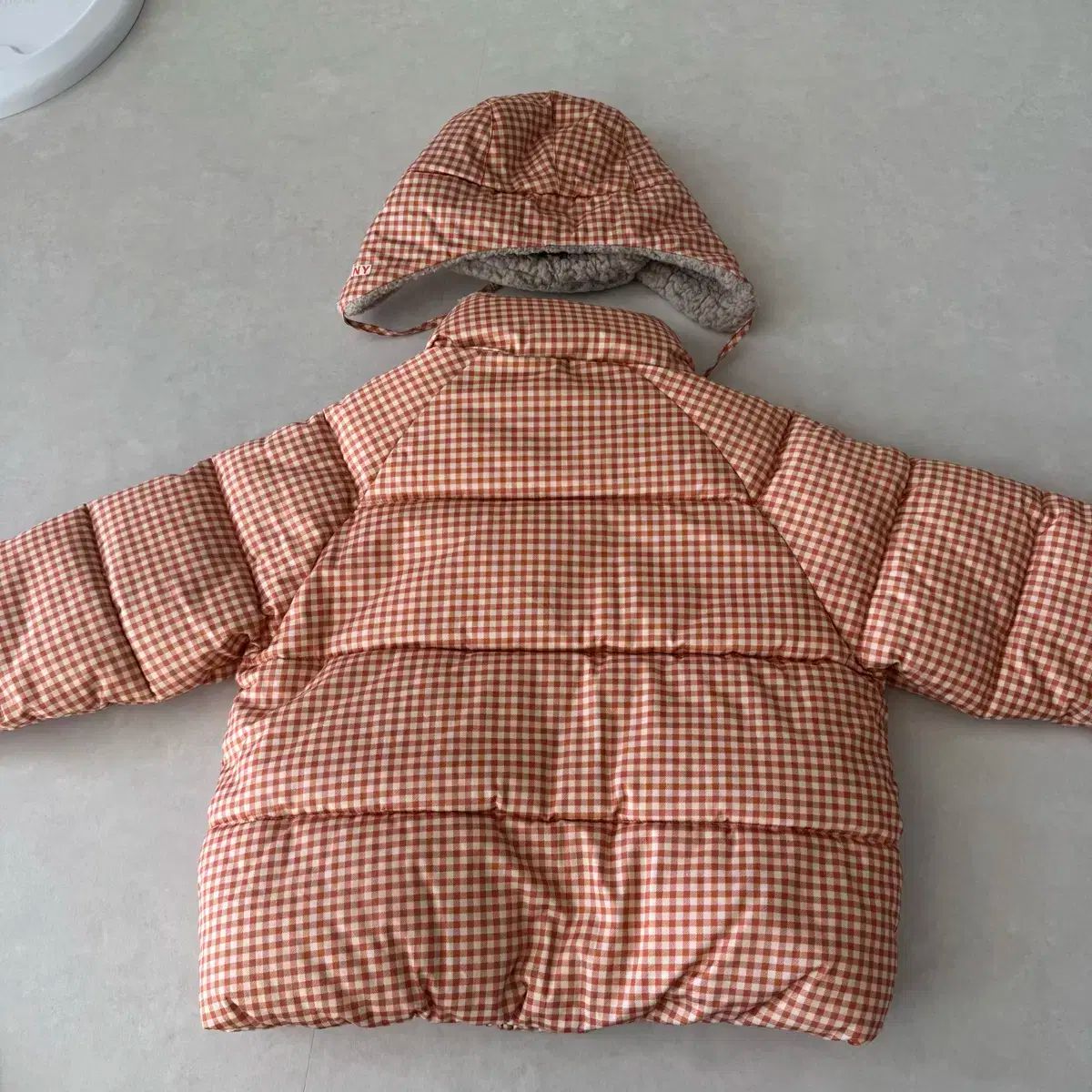  タイニコットン CHECK ダウン オレンジ 6 Y 帽子 L セット アウター ベビー服(~95cm)