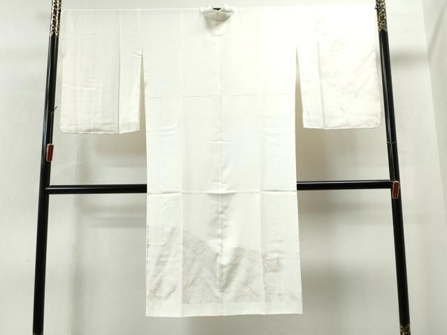 平和屋着物○長襦袢 袷 立波文 金銀彩 半衿刺繍 正絹 逸品 未使用