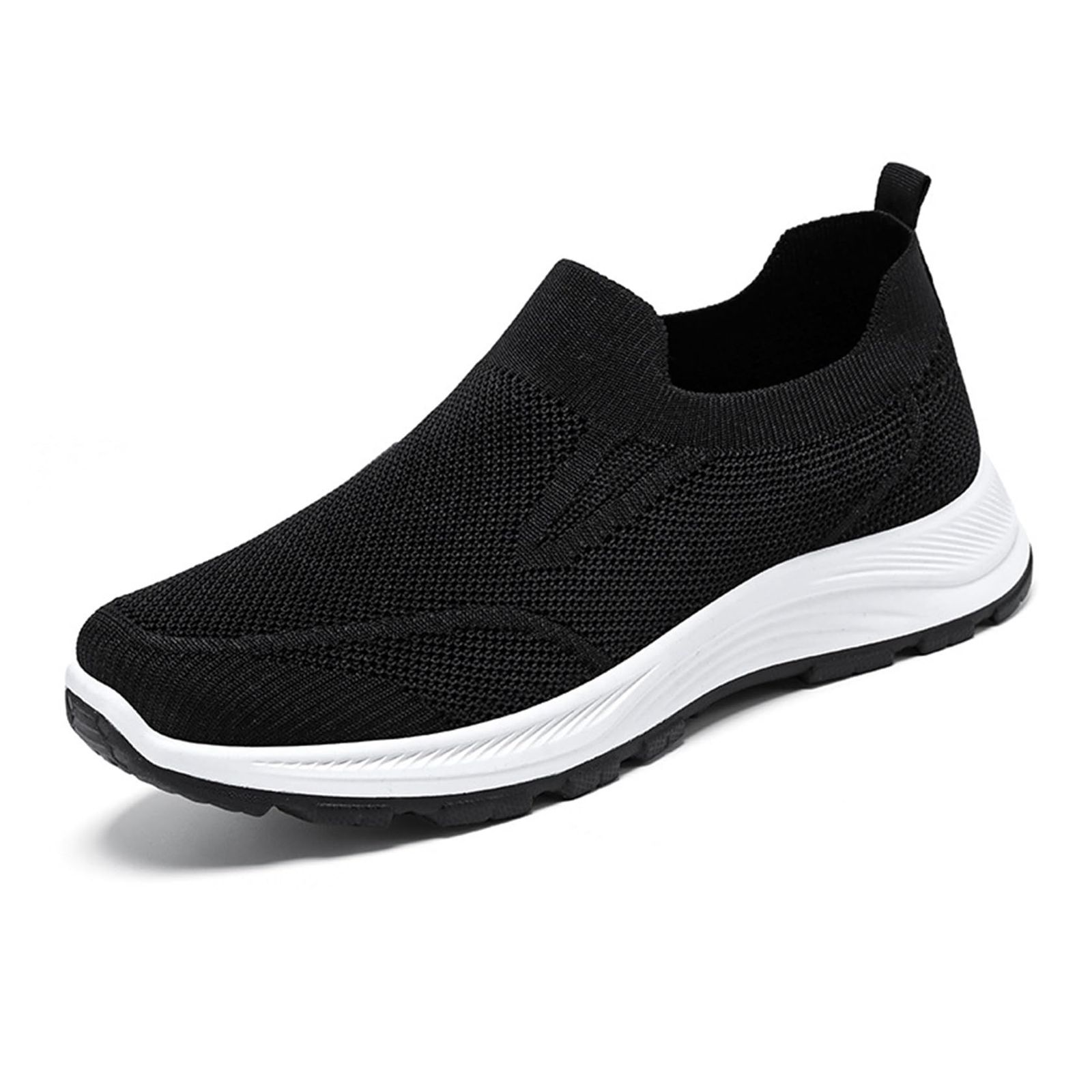 [ジーティアモ] スリッポン スニーカー 紐なし 軽量 メンズ ウォーキングシューズ 室内シューズ 紐なしスニーカー シューズ (ブラック, 日本の靴のサイズ寸法, 大人, 数値, 25.5 cm) [ブラック] [25.5 cm]