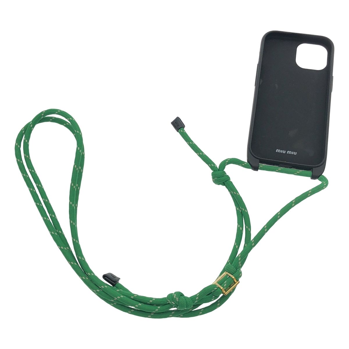miu miu ミュウミュウ iPhone15 ストラップスマートフォンケース 5ZH184 グリーン