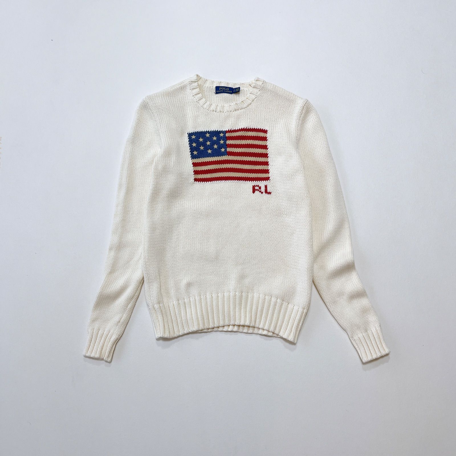 美品 ラルフローレン コットンニット セーター USA 星条旗 Polo Ralph 