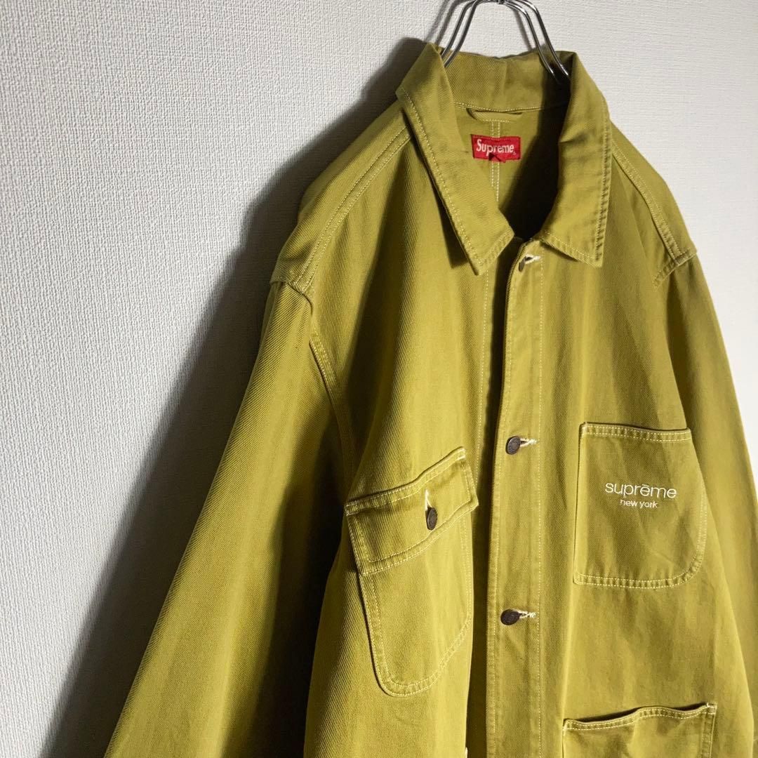 【美品】SUPREME カバーオール ジャケット 刺繍ロゴ 総柄 XL. SUPREME カバーオール ジャケット 刺繍ロゴ 総柄 XL