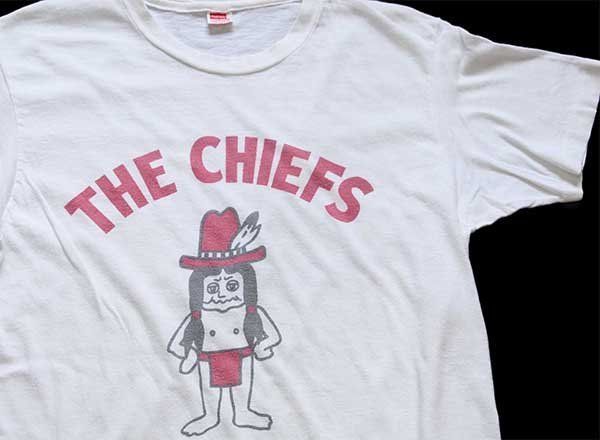 70s Hanes THE CHIEFS インディアン 染み込みプリント コットンTシャツ