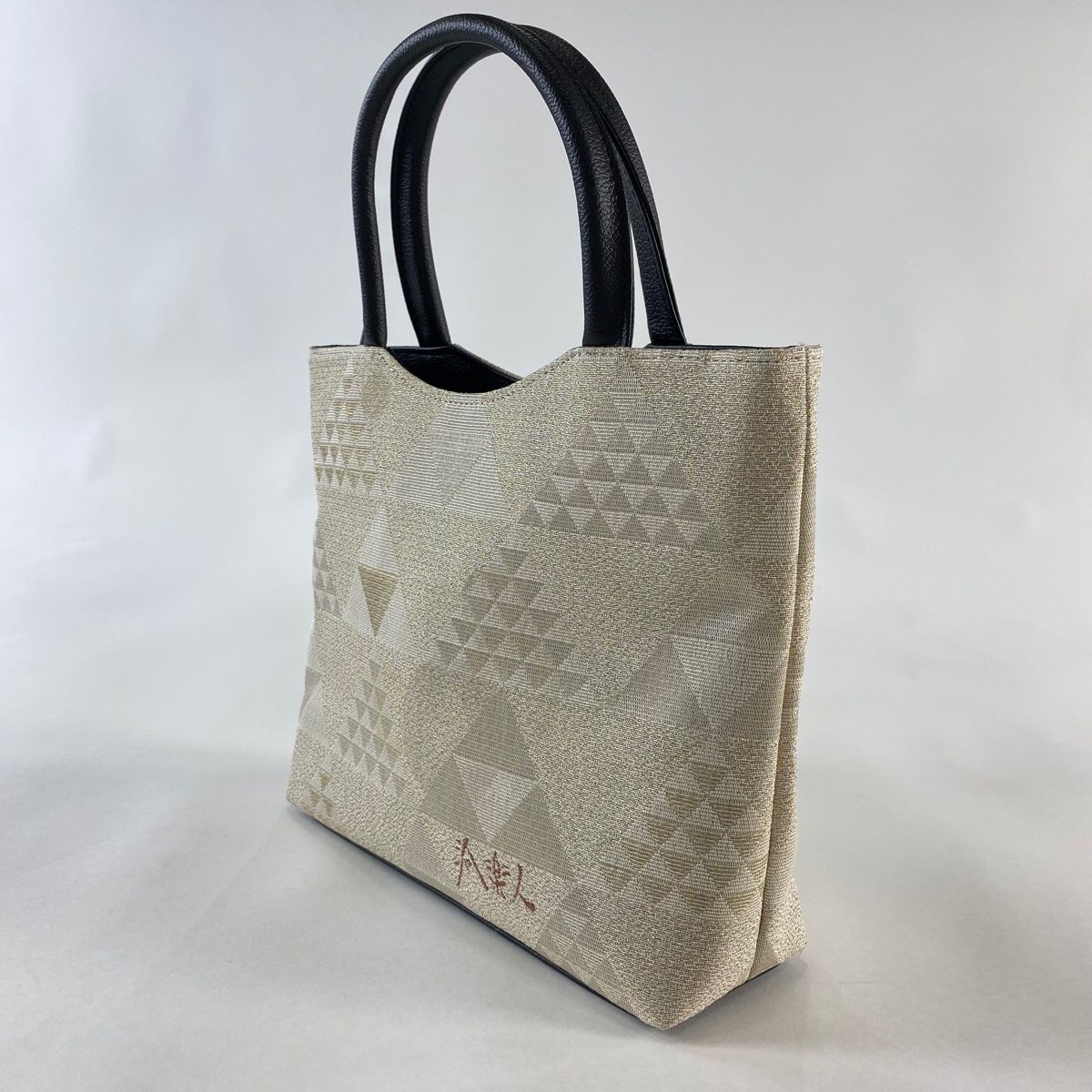 美品 和装バッグ 和装バッグ 美品 優品 フォーマル 洛楽人 落款 鱗 金糸 ベージュ