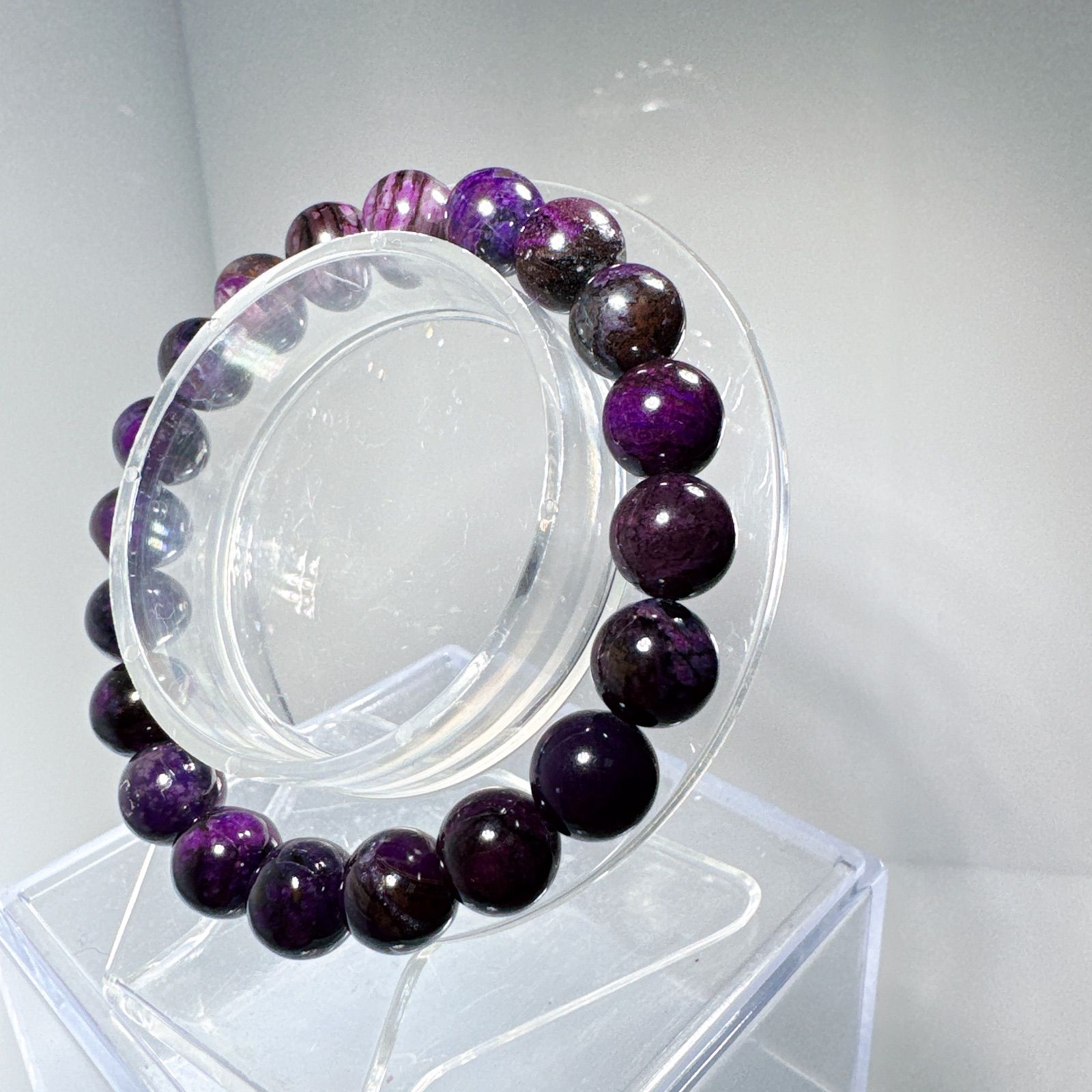 天然スギライトブレスレット 紫色スギライトブレスレットNO25-2385鑑別付