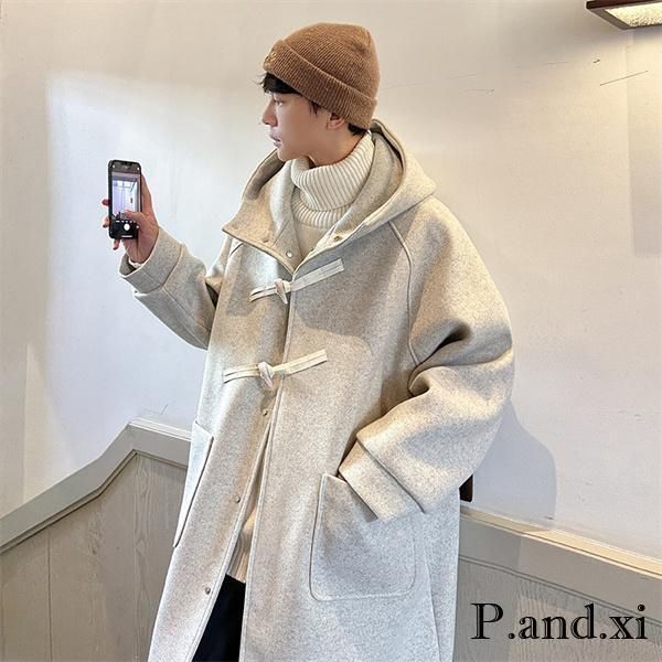 メルトンコート メンズ ダッフルコート ロング ジャケット カジュアル 秋冬 アウター 上着 暖か クラシック 紳士服 トグル釦 防寒 父の日