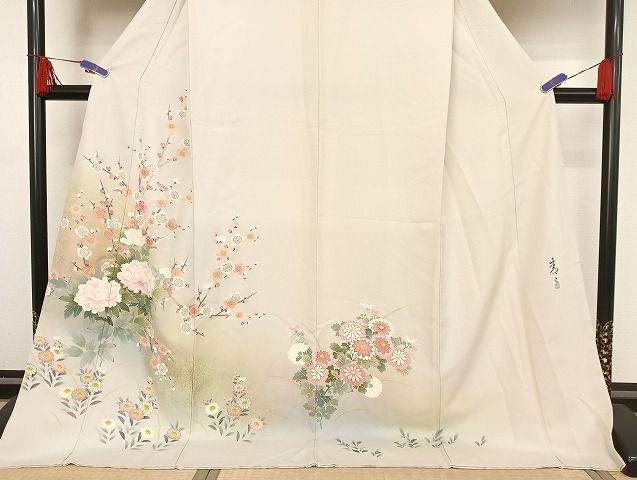 平和屋着物○京友禅の第一人者 松井青々 訪問着 草花文 金彩 正絹 逸品  