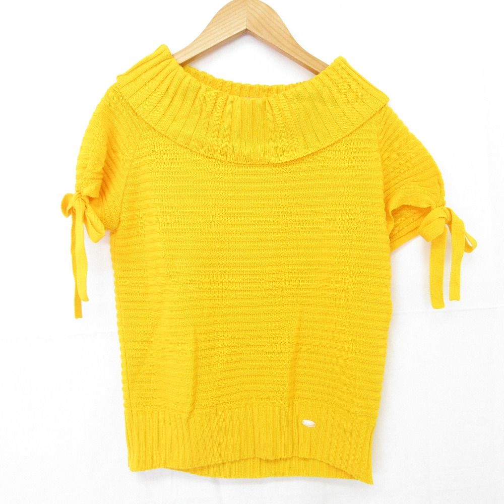 美品 Rene ルネ 半袖 リブニットカットソー サイズ36 イエロー