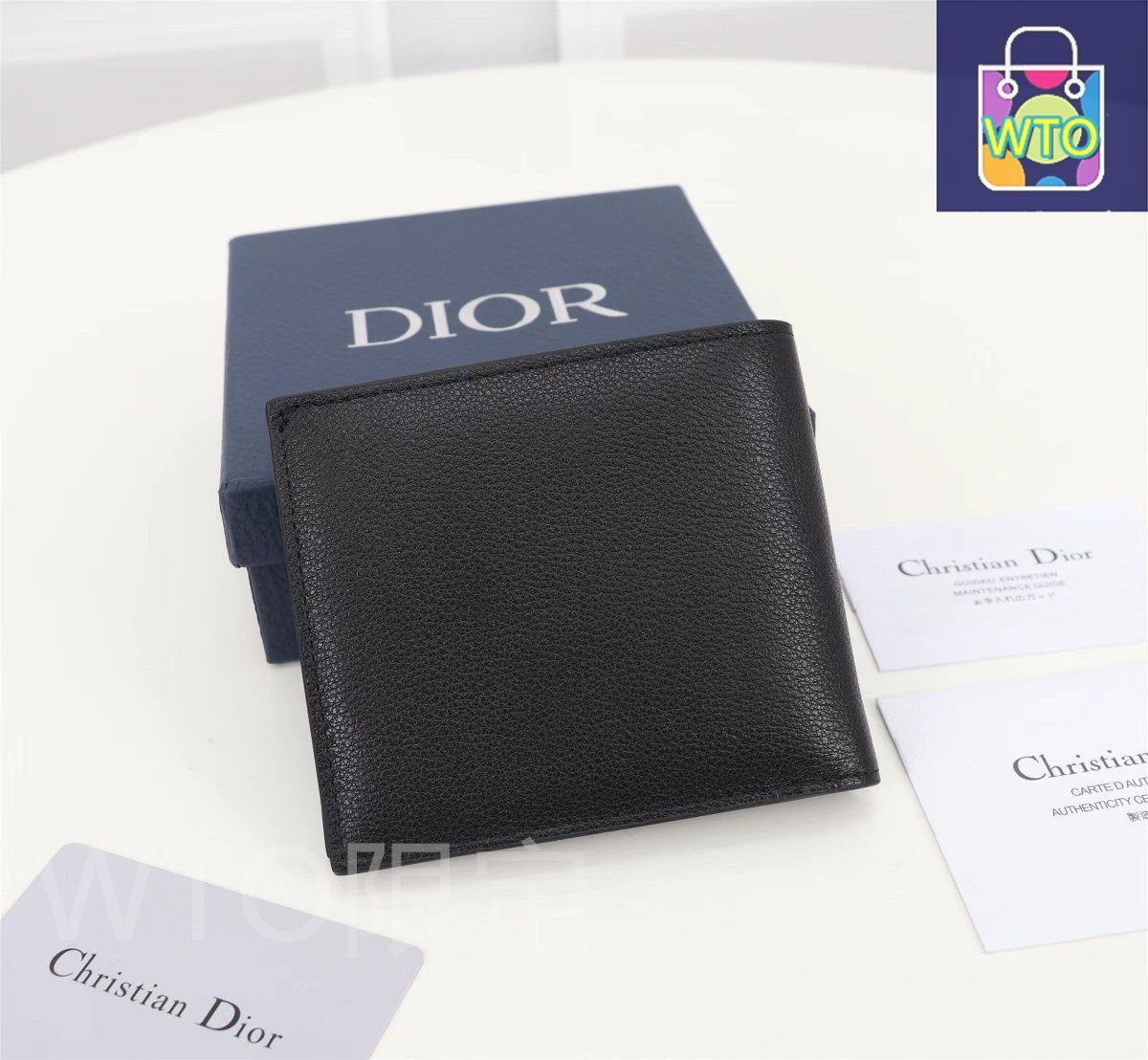 Dior × CUCTUS JACK ブラックレザー二つ折り財布 本日特価] ディオール メンズ ウォレット CACTUS JACK コラボ