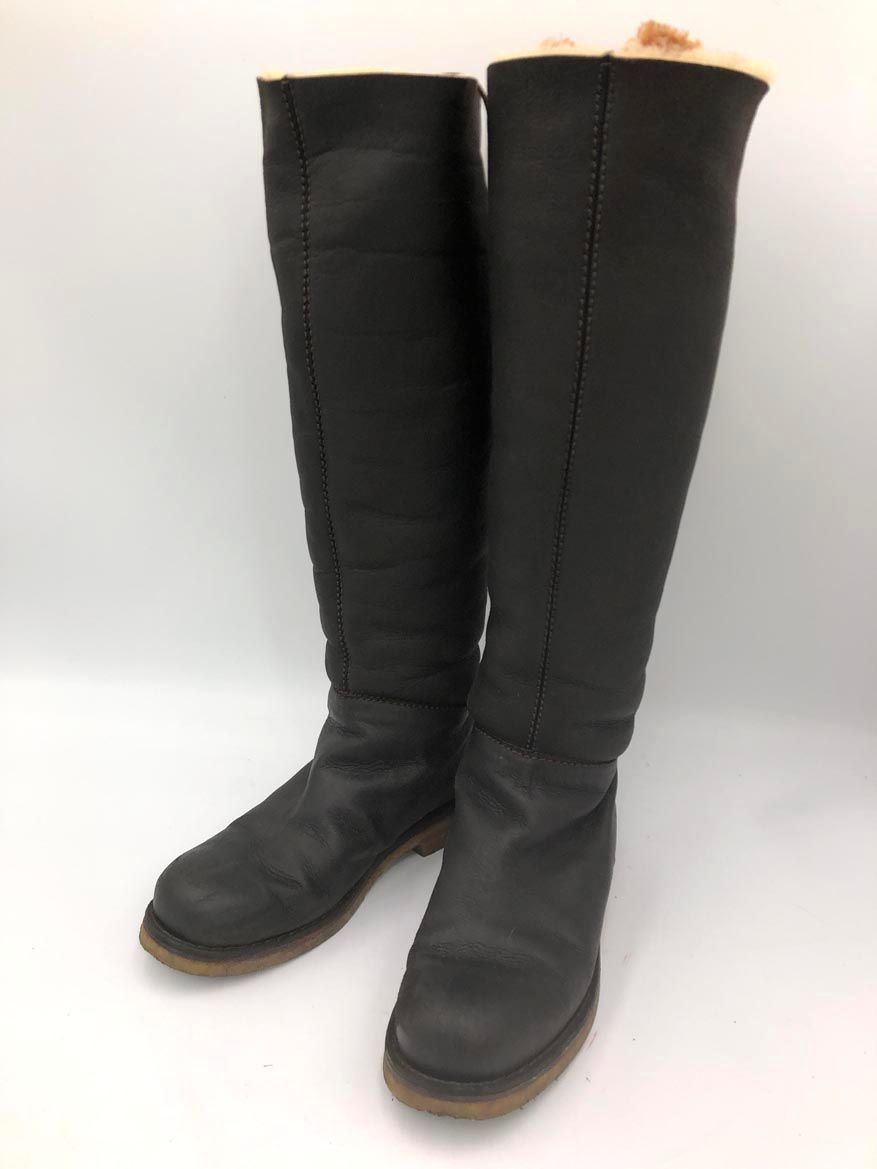 HERMES エルメス マルジェラ期 スエード ムートン ロング ブーツ こげ茶 ◆ ◎レディース