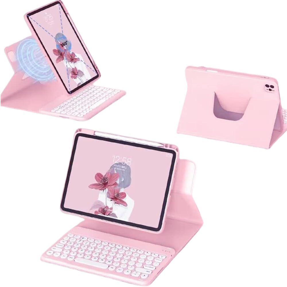 新着商品 iPad Air 6 11インチ iPad Air5 Air4 Pro11 2025キーボードケース 縦 iPad Air第6世代 2025 第5世代 第4世代 カバー ペン収納 耐衝撃 透明 クリア 背面カバー マグネット分離式 丸型キー キー