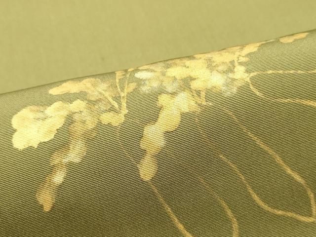 平和屋着物○塩瀬 九寸名古屋帯 手描き 成り物丸文 梅幸茶色 金彩