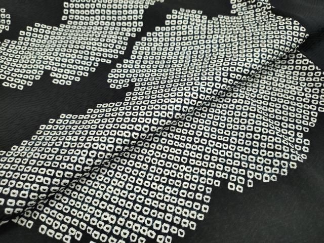 平和屋着物●上質な小紋　総絞り　雲文　黒地　正絹　逸品　未使用　DAAW5483ud 平和屋着物○上質な小紋 総絞り 雲文 黒地 正絹 逸品 未使用