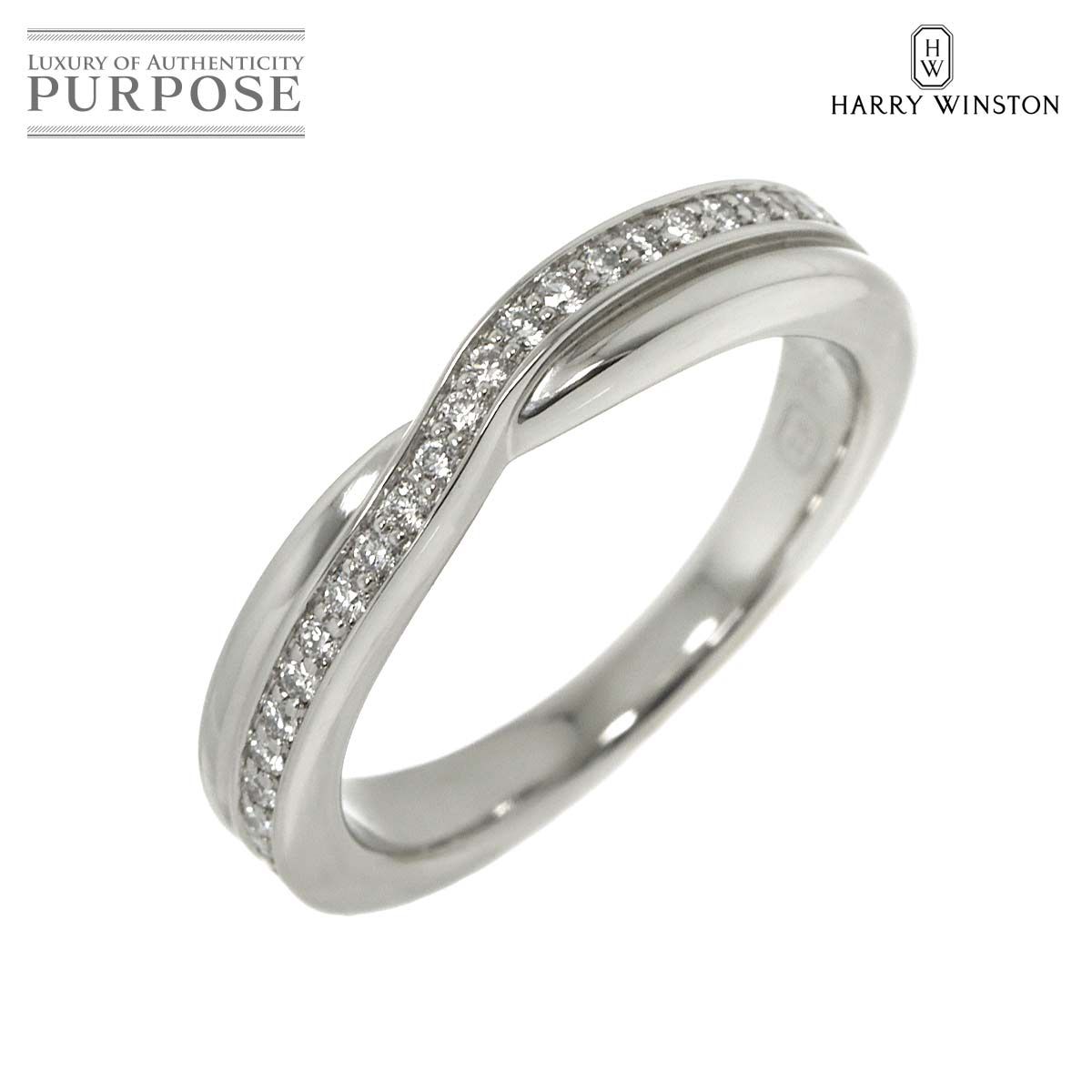 ハリーウィンストン HARRY WINSTON トリスト ワンロウ バンド 4号 リング ダイヤ Pt プラチナ 指輪 Diamond Ring 証明書付き 90295913