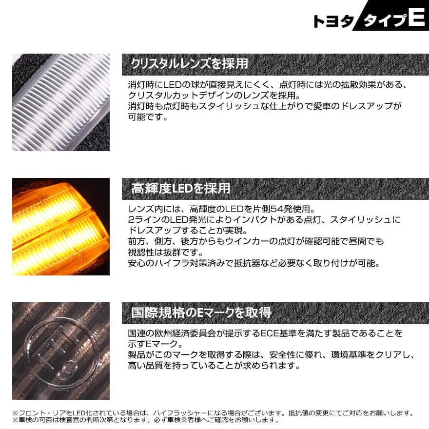 トヨタ タイプ E ウインカー 流れる シーケンシャル LED ウインカー ミラー レンズ 切替スイッチ付 点滅 点灯 ランドクルーザー 200系  URJ202W 中期 後期 ランドクルーザー プラド 150系 TRJ GRJ GDJ