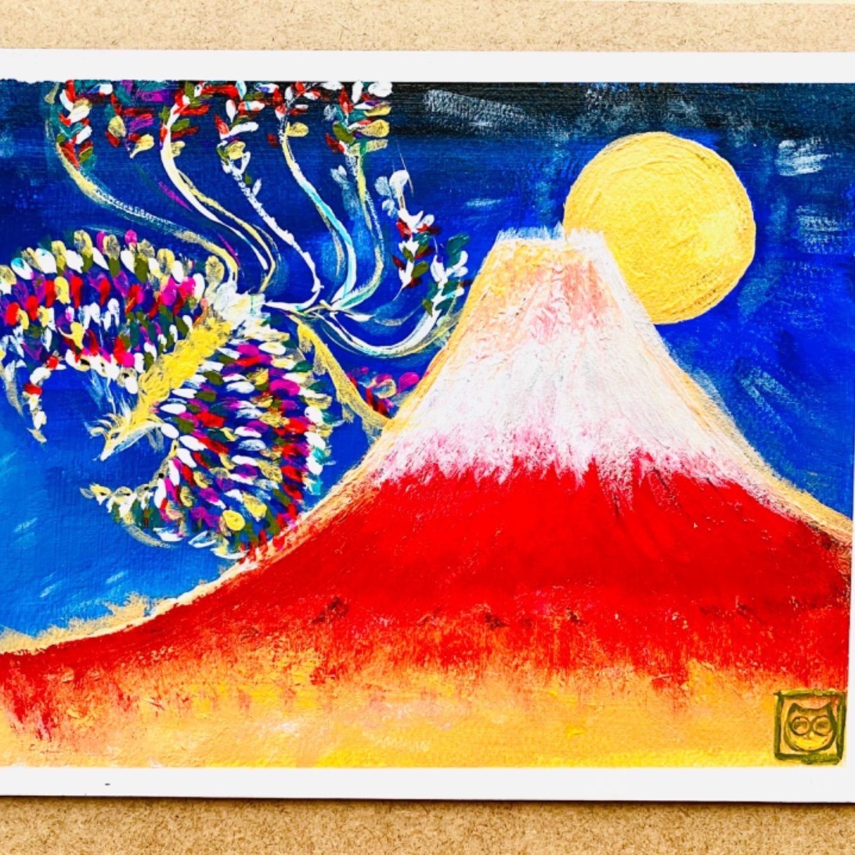 ◎鳳凰と赤富士 油絵 アート 富士山 | mdh.com.sa