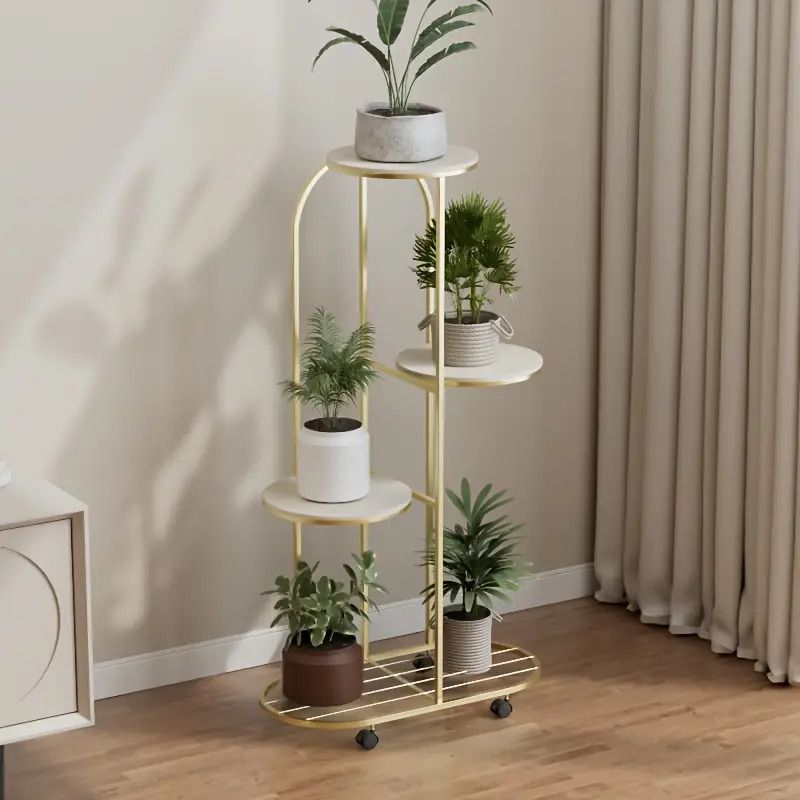フラワースタンド キャスター付き シンプル お洒落 モダン 植物棚 屋内 屋外 庭 バルコニー 観葉植物 植木 花 庭用 コーナー