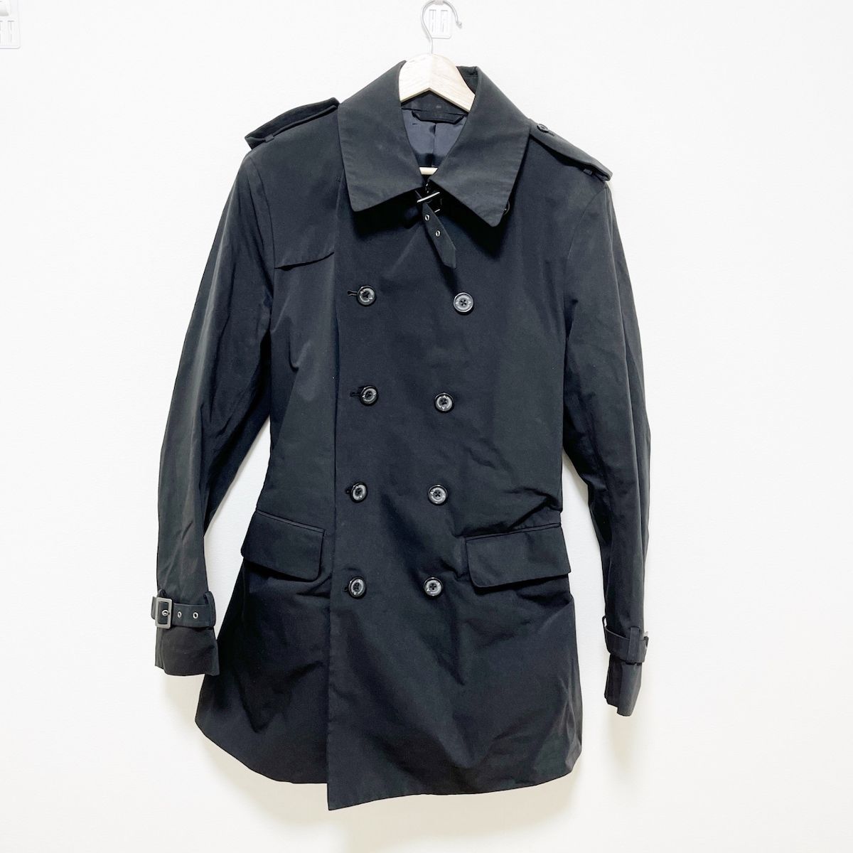 Aquascutum(アクアスキュータム) トレンチコート サイズ38 M メンズ - 黒 長袖/春/秋 - メルカリ