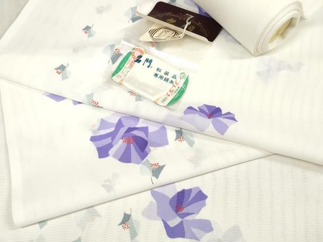 限定SALE，得価 平和屋着物▼小紋　反物　着尺　孔雀羽根花文　暈し染め　逸品　未使用　DAAW2045zy