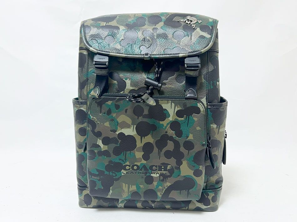 COACH コーチ リーグ フラップ バックパック ウィズ カモプリント リュック グリーン 迷彩 C5288 超