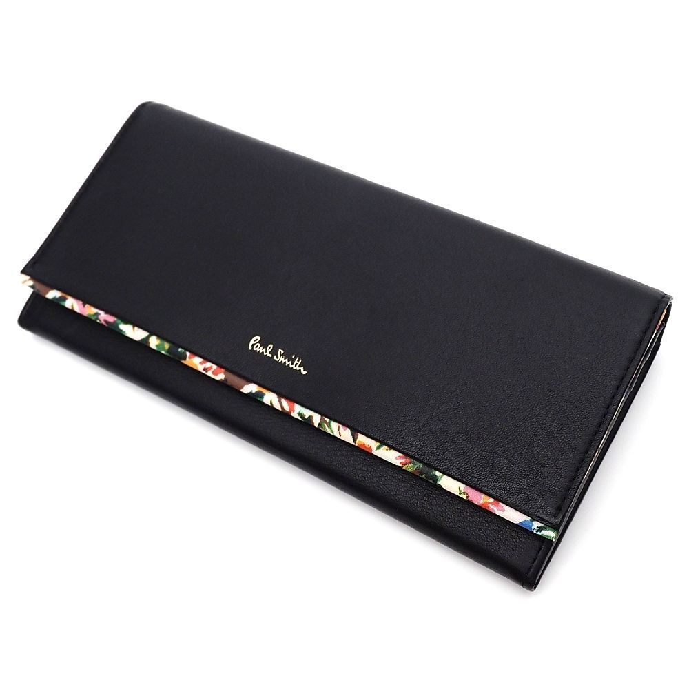 Paul Smith マーガレットプリントトリム レザーウォレット 長財布 ブラック BPW564 ポールスミス レディース 3WLPB1 G06166 KUG20