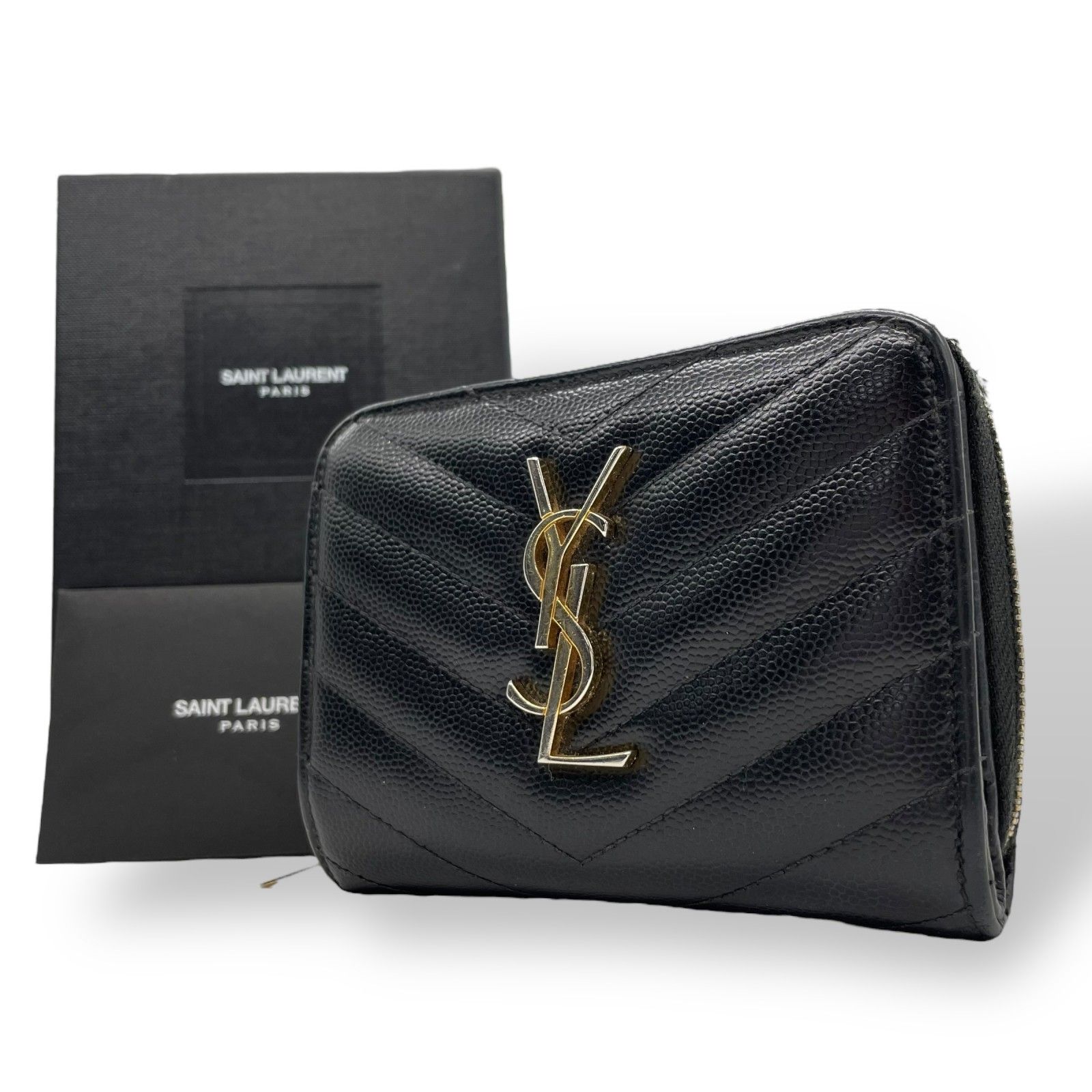 SAINT LAURENT PARIS サンローラン コンパクトウォレット（黒） サンローランパリ コンパクトウォレット 折り財布 黒 YSL