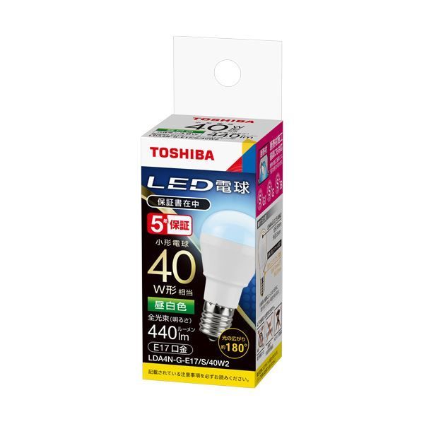 （まとめ）東芝ライテック LED電球 ミニクリプトン形 E17口金 3.8W 昼