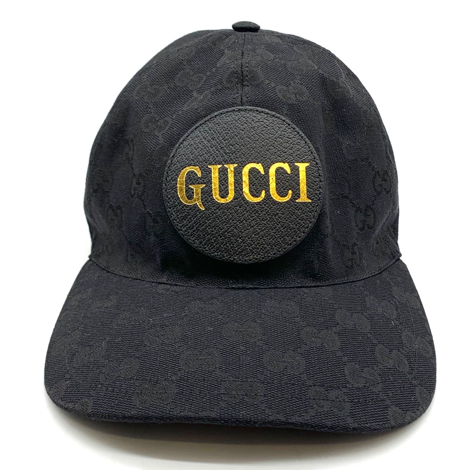 送料無料 店舗 お買い得】GUCCI キャンバス GG レザーワッペン 帽子 キャップ 帽子