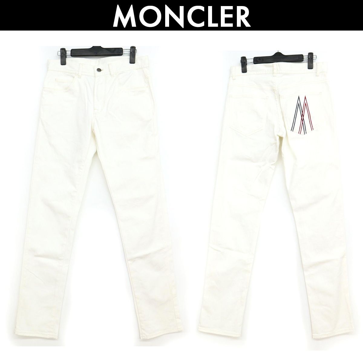 モンクレール MONCLER ロゴ刺繍 B5-Pocket Pant ホワイト デニム