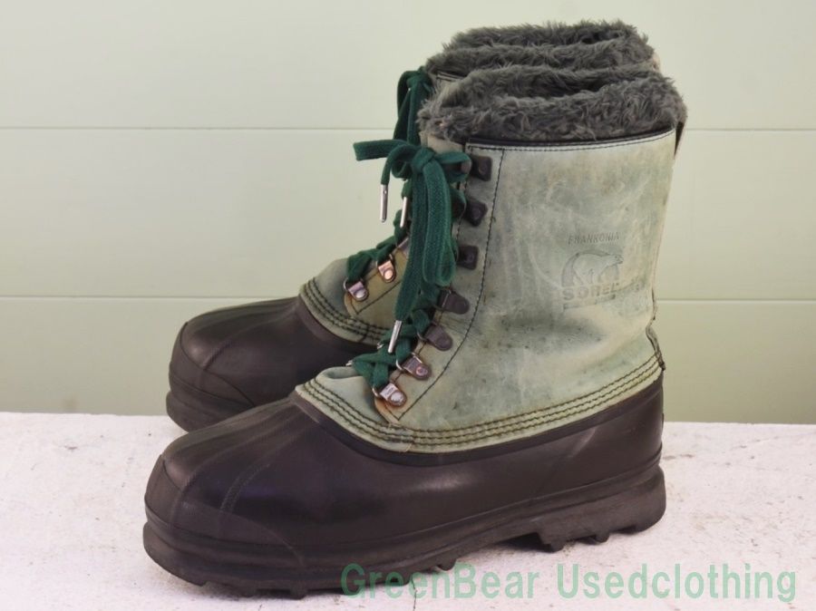Y150◆カナダ製 SOREL ビンテージ スノーブーツ ウィンターブーツ 緑 メンズ 30cm