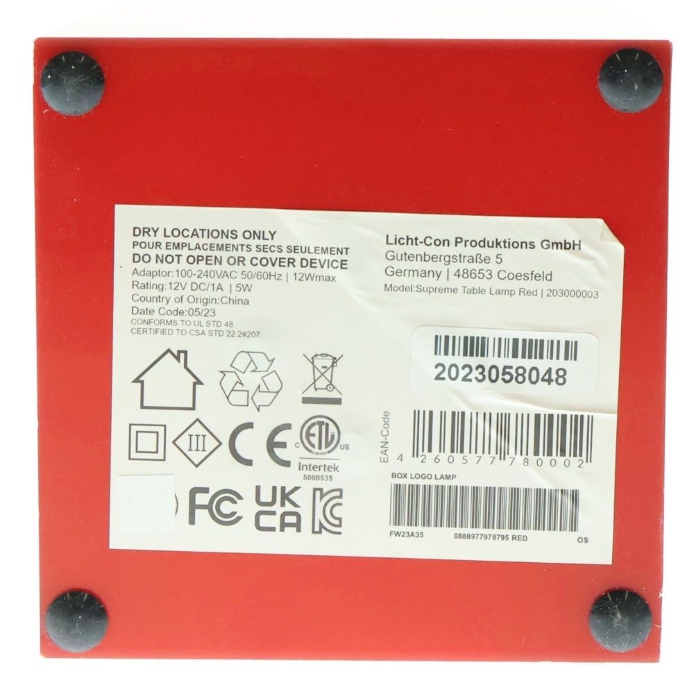 SUPREME シュプリーム 23AW Box Logo Lamp LED ボックスロゴランプ レッド WWW_SMP1DAWEKUDUS_SCH_ID