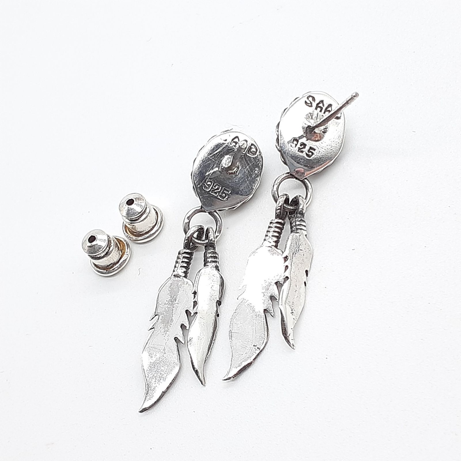 SAAD サード ピアス SILVER 925 シルバー ターコイズ フェザー
