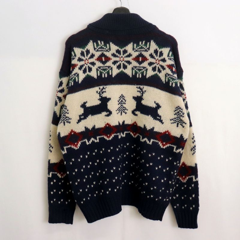 80s vintage WOOLRICH ノルディック柄 ショールカラー ニット