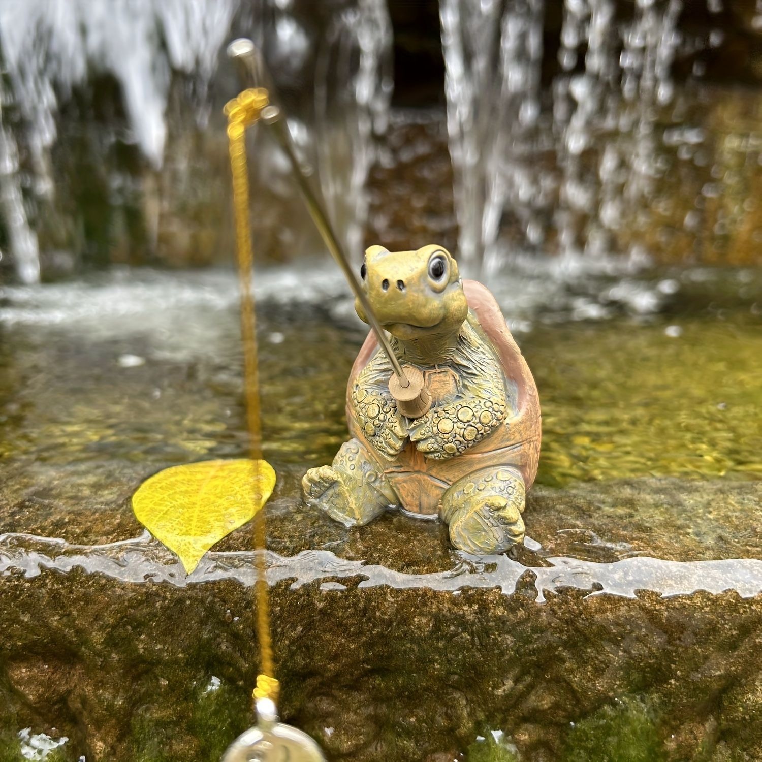 置物 オブジェ ガーデンオーナメント 釣りをしている亀 かめ カメ 屋外