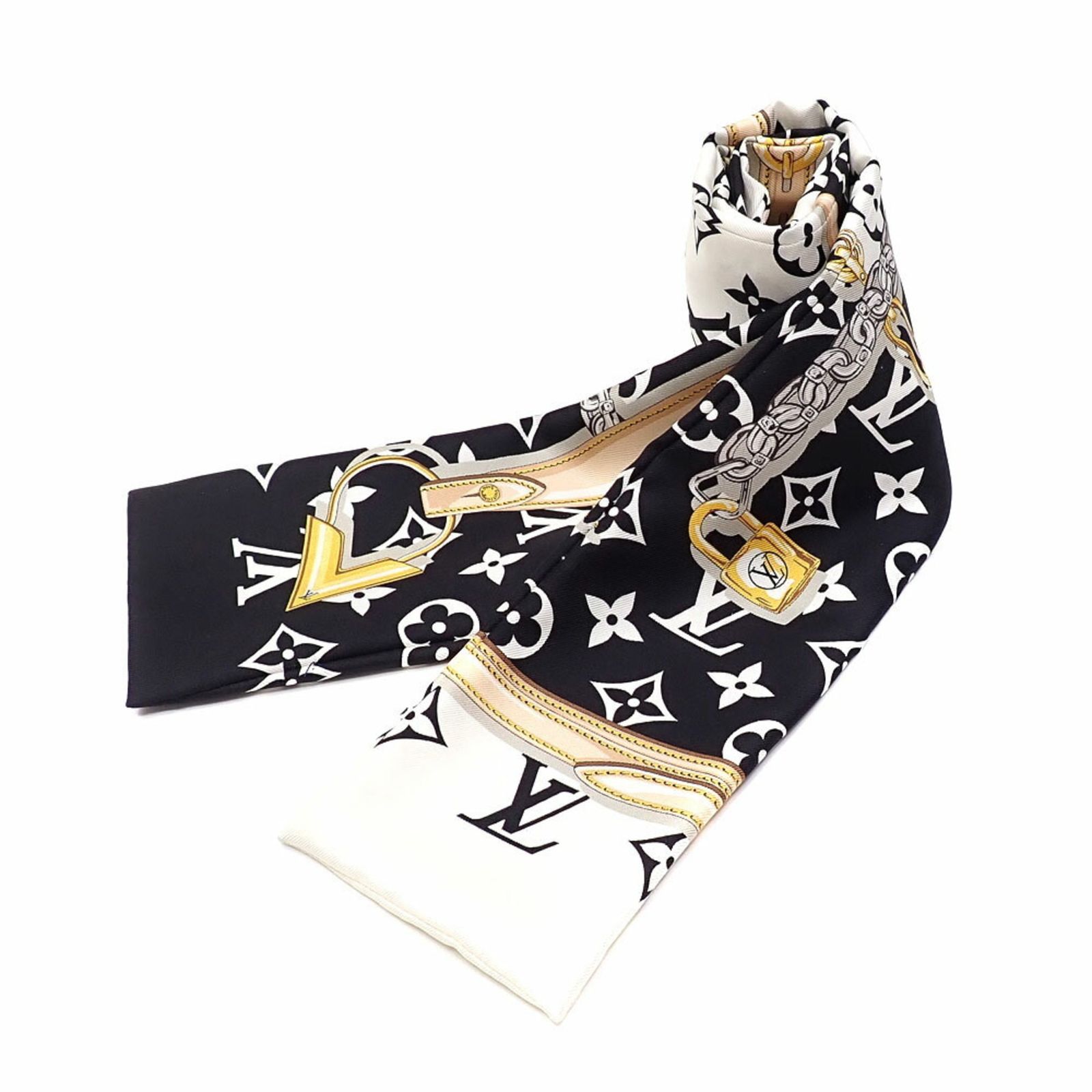ルイ ヴィトン Louis Vuitton ルイ ヴィトン スカーフ マフラー バンドー モノグラム コンフィデンシャル レディース ノワール シルク M78656