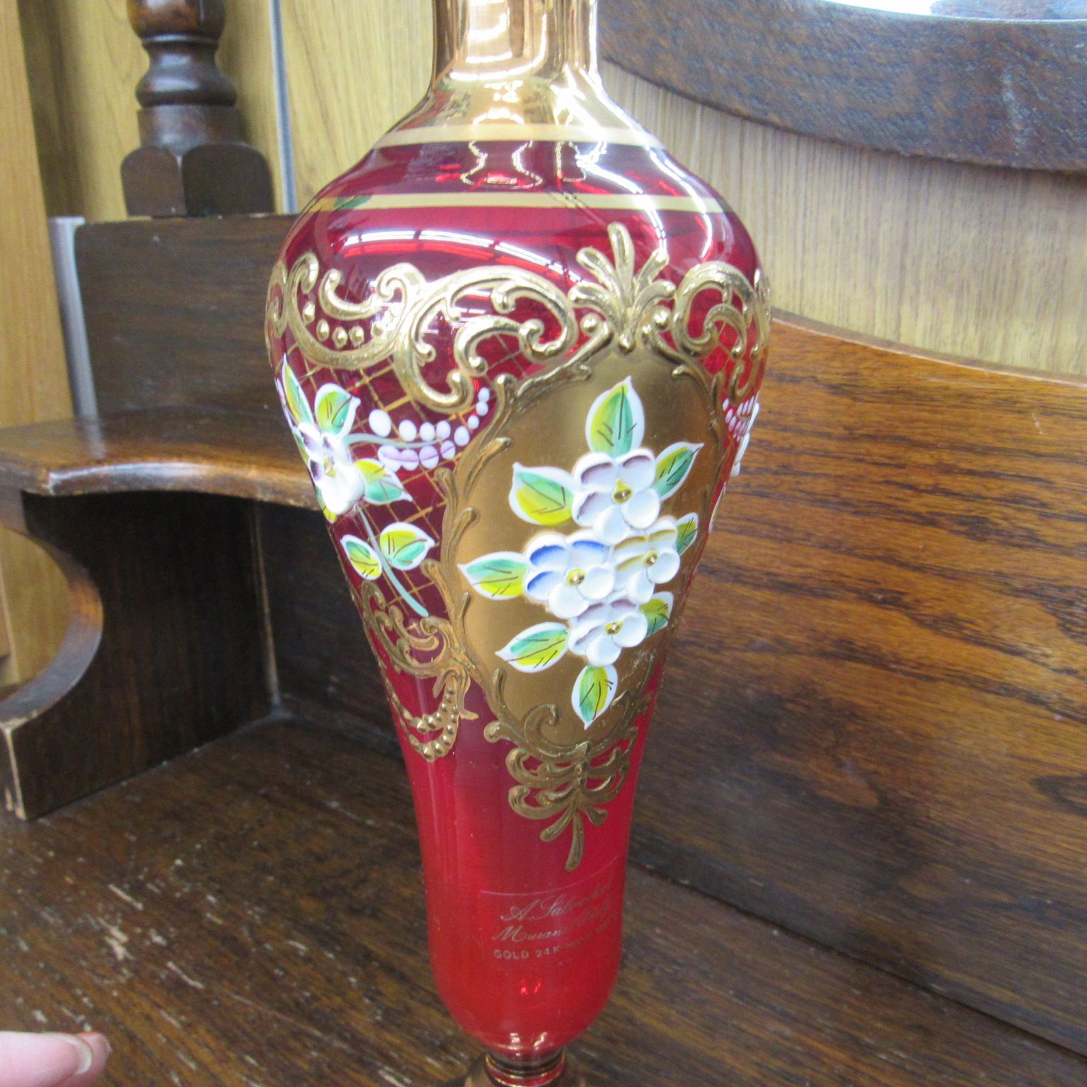 花瓶 ベネチア ムラノ作成 24金&ガラス